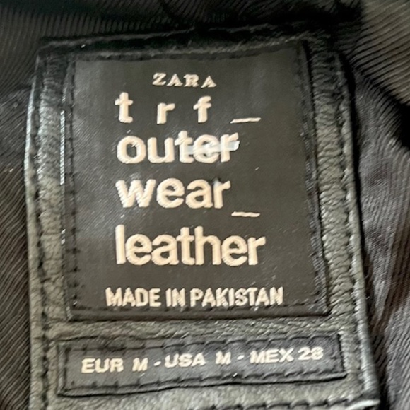 Zara Sheep Leather Moto Jacket Size M - Picture 6 of 10